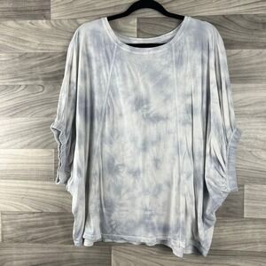 Calvin Klein Performance Blouse Top Womens M Gray Tie Dye Dolman Sleeve Stretch